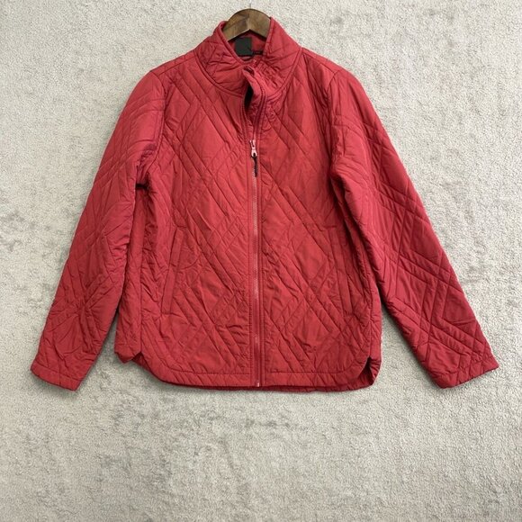 NEW Voyager Women's Size M Quilted Jacket Red Polyester Blend Full Zip Mockneck - Picture 1 of 8
